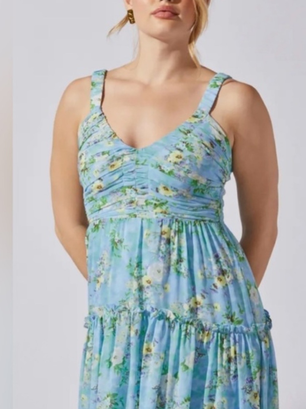 ASTR Light Blue Floral Sleeveless Maxi Dress xl - Picture 4 of 16